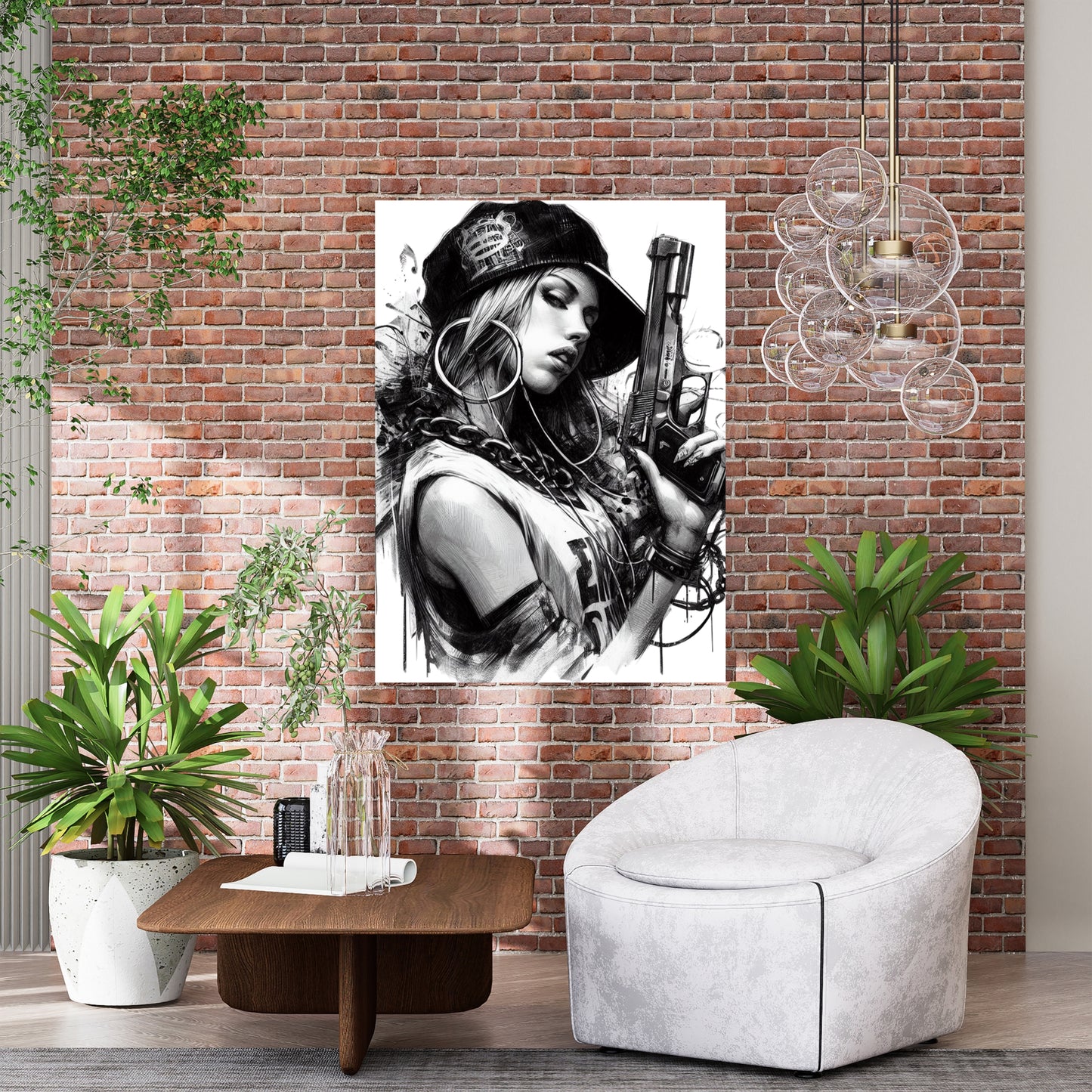 Girl On Fire Wall Art Canvas Print