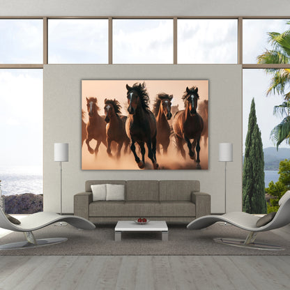 Wild Stallions Animal Kingdom Wall Art Canvas Print