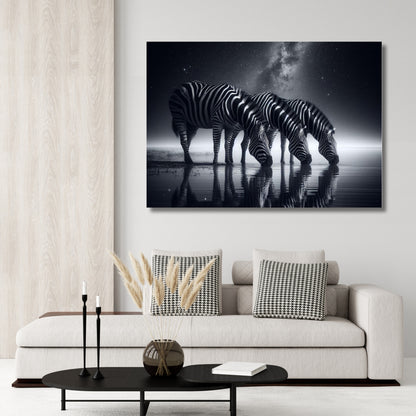 Zebra Night Animal Kingdom Wall Art Canvas Print