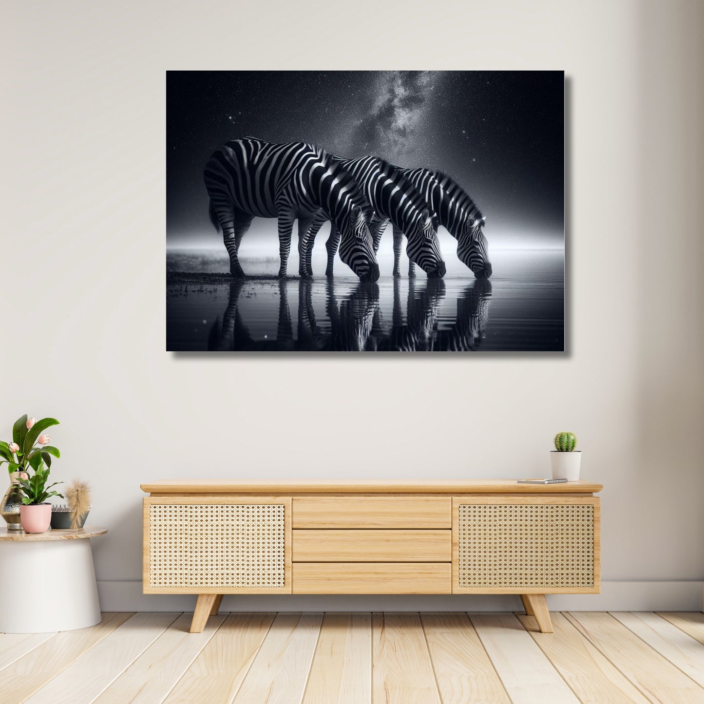 Zebra Night Animal Kingdom Wall Art Canvas Print