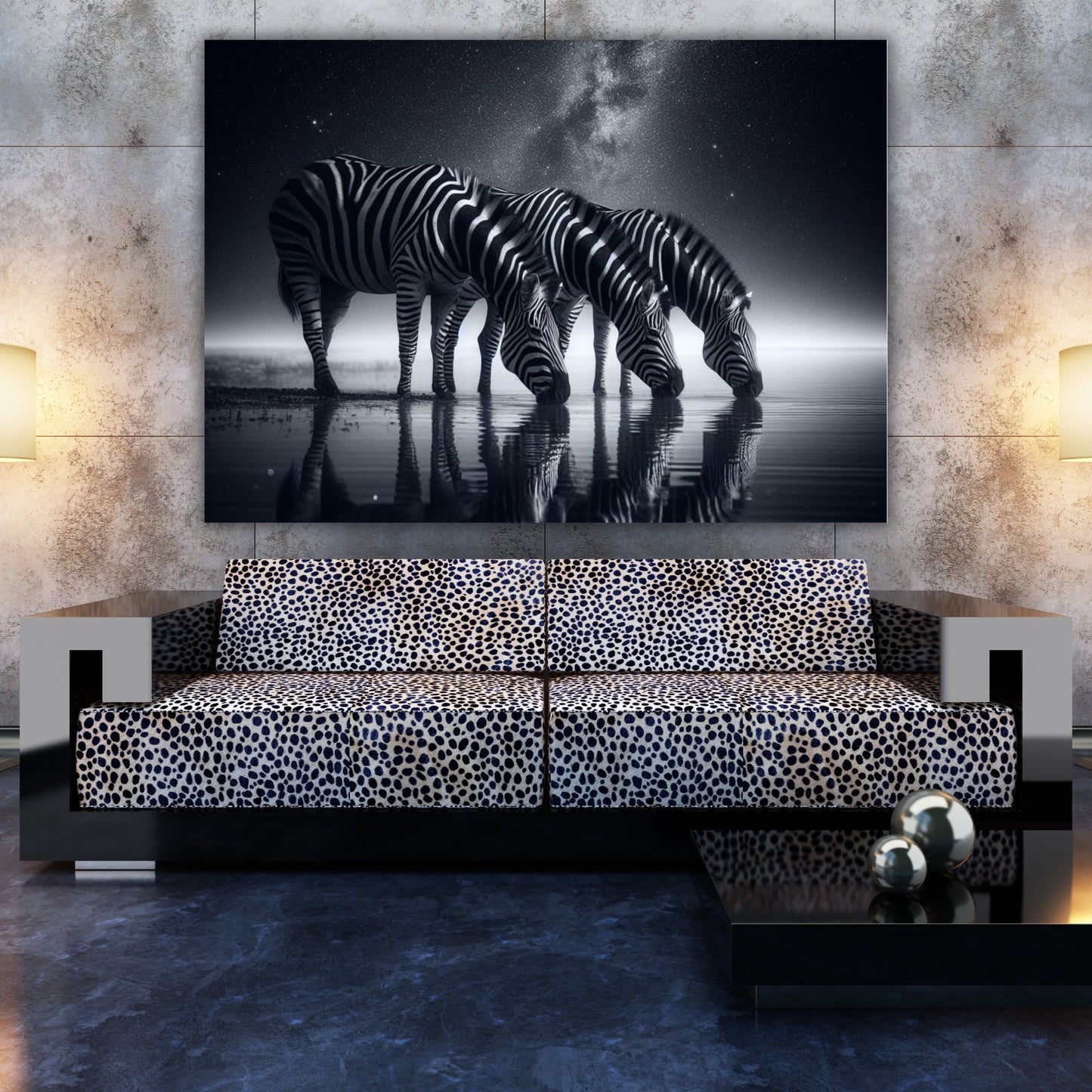 Zebra Night Animal Kingdom Wall Art Canvas Print