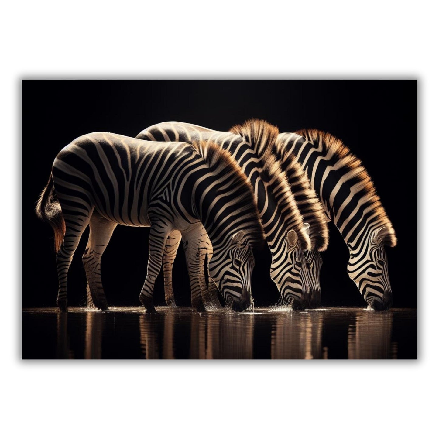 Moonlight Zebras Animal Kingdom Wall Art Canvas Print