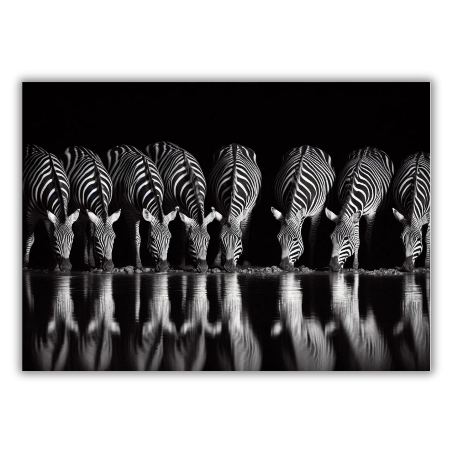 Drinking Zebras Animal Kingdom Wall Art Canvas Print