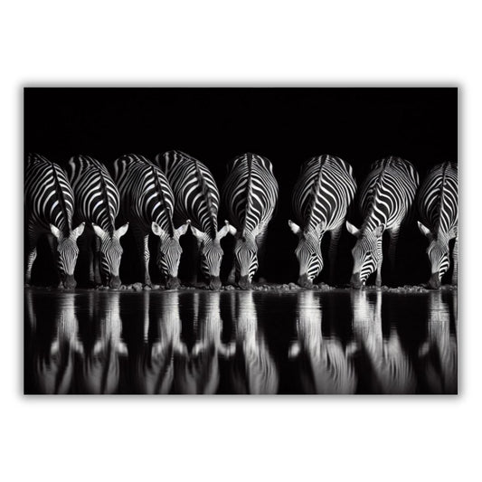 Drinking Zebras Animal Kingdom Wall Art Canvas Print