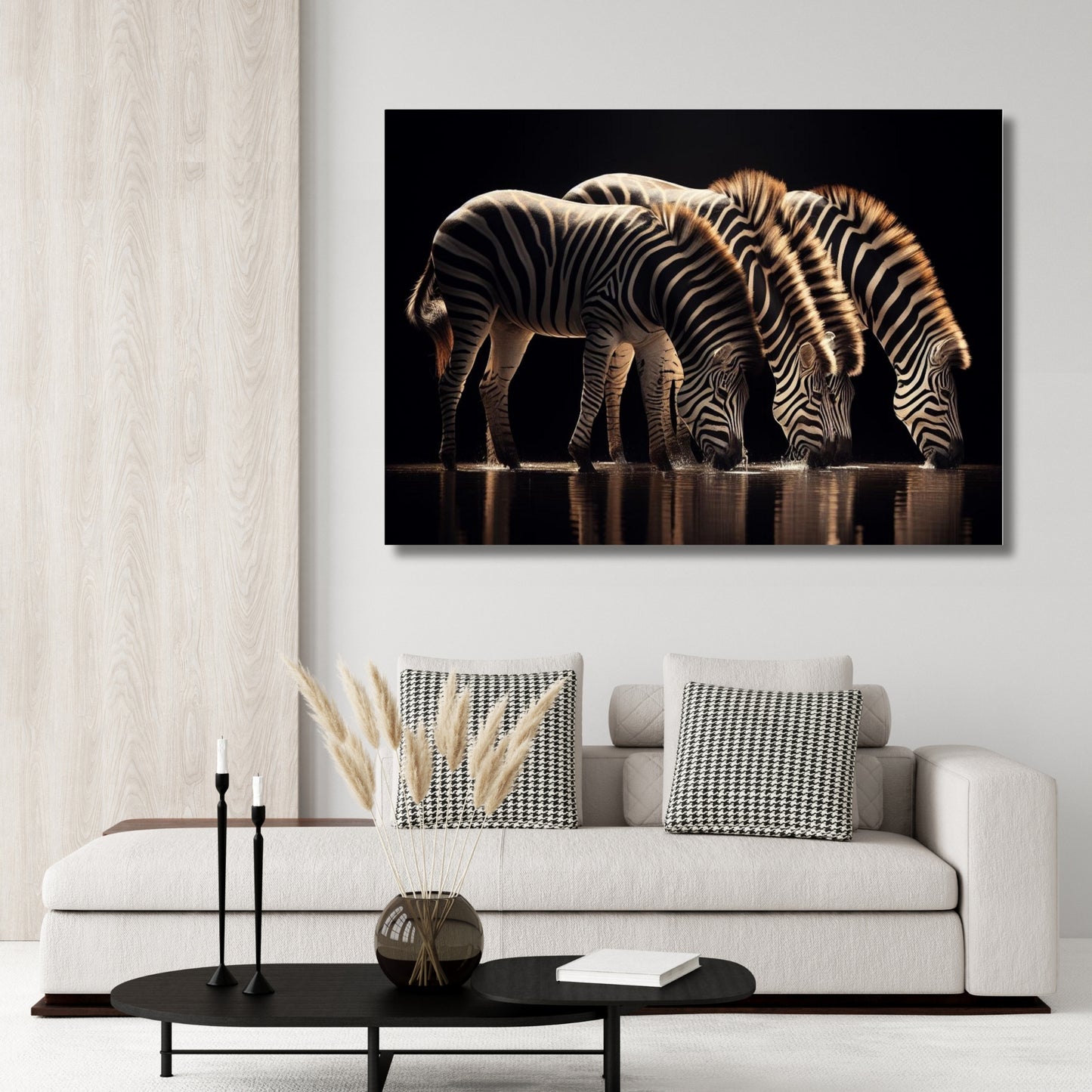 Moonlight Zebras Animal Kingdom Wall Art Canvas Print