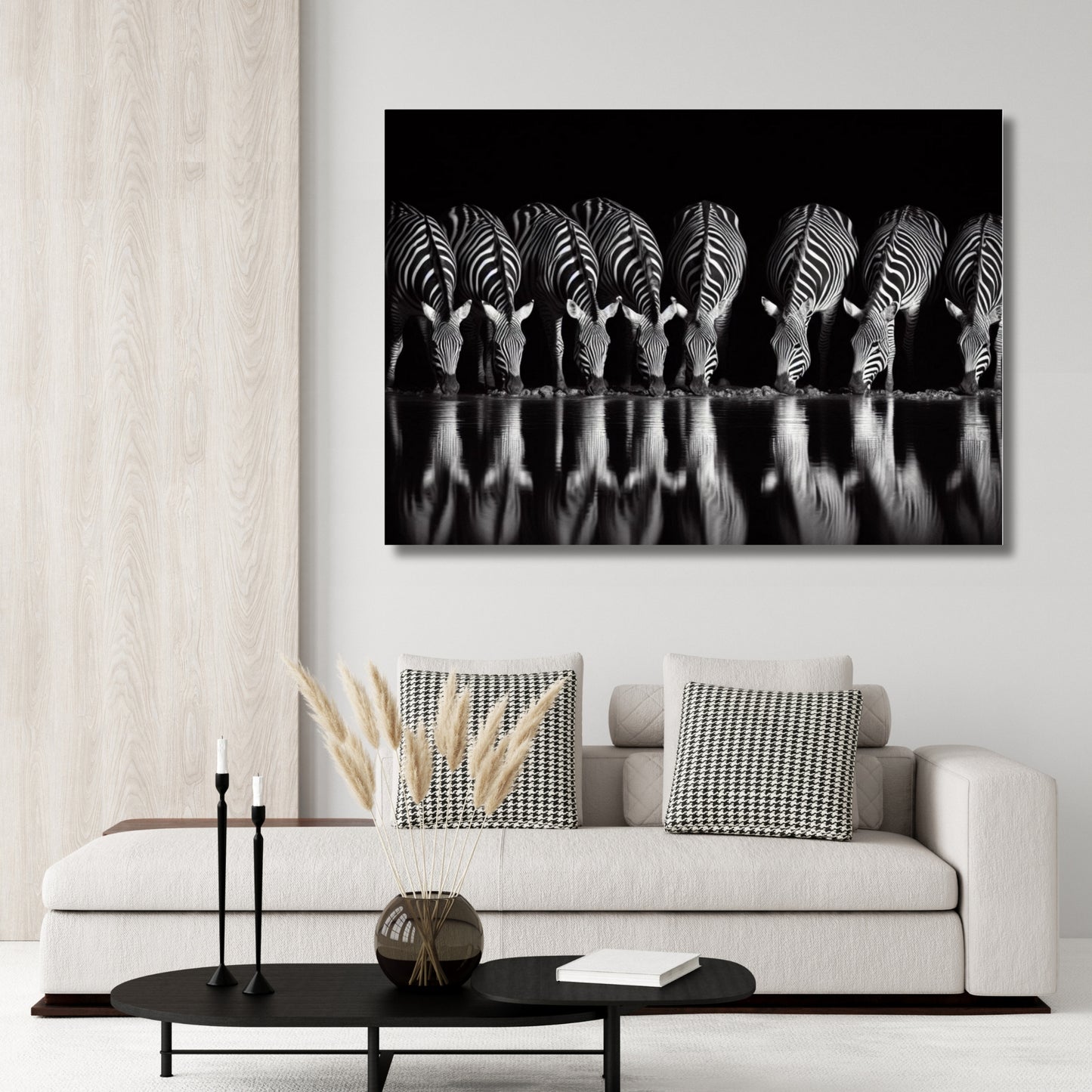 Drinking Zebras Animal Kingdom Wall Art Canvas Print