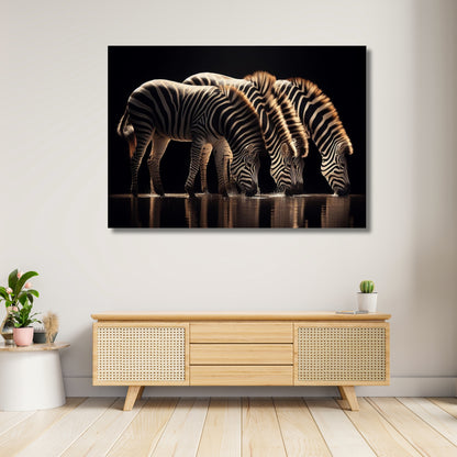 Moonlight Zebras Animal Kingdom Wall Art Canvas Print