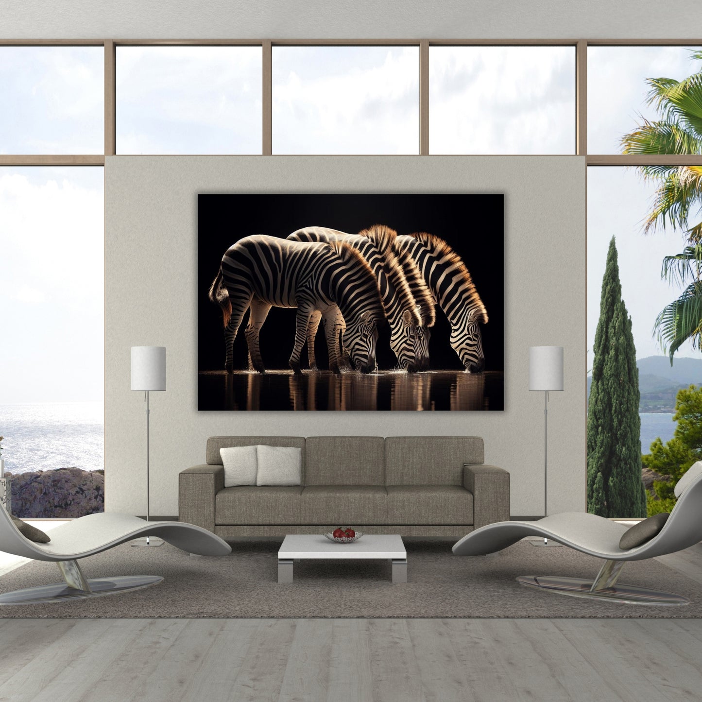 Moonlight Zebras Animal Kingdom Wall Art Canvas Print