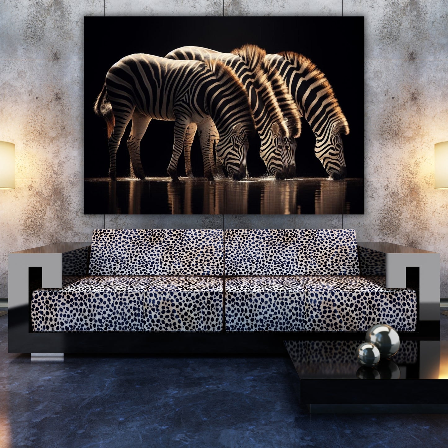 Moonlight Zebras Animal Kingdom Wall Art Canvas Print