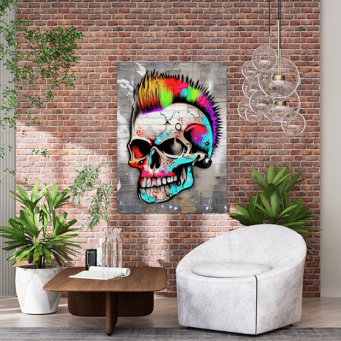 Skelepunk Graffiti Wall Art Canvas Print