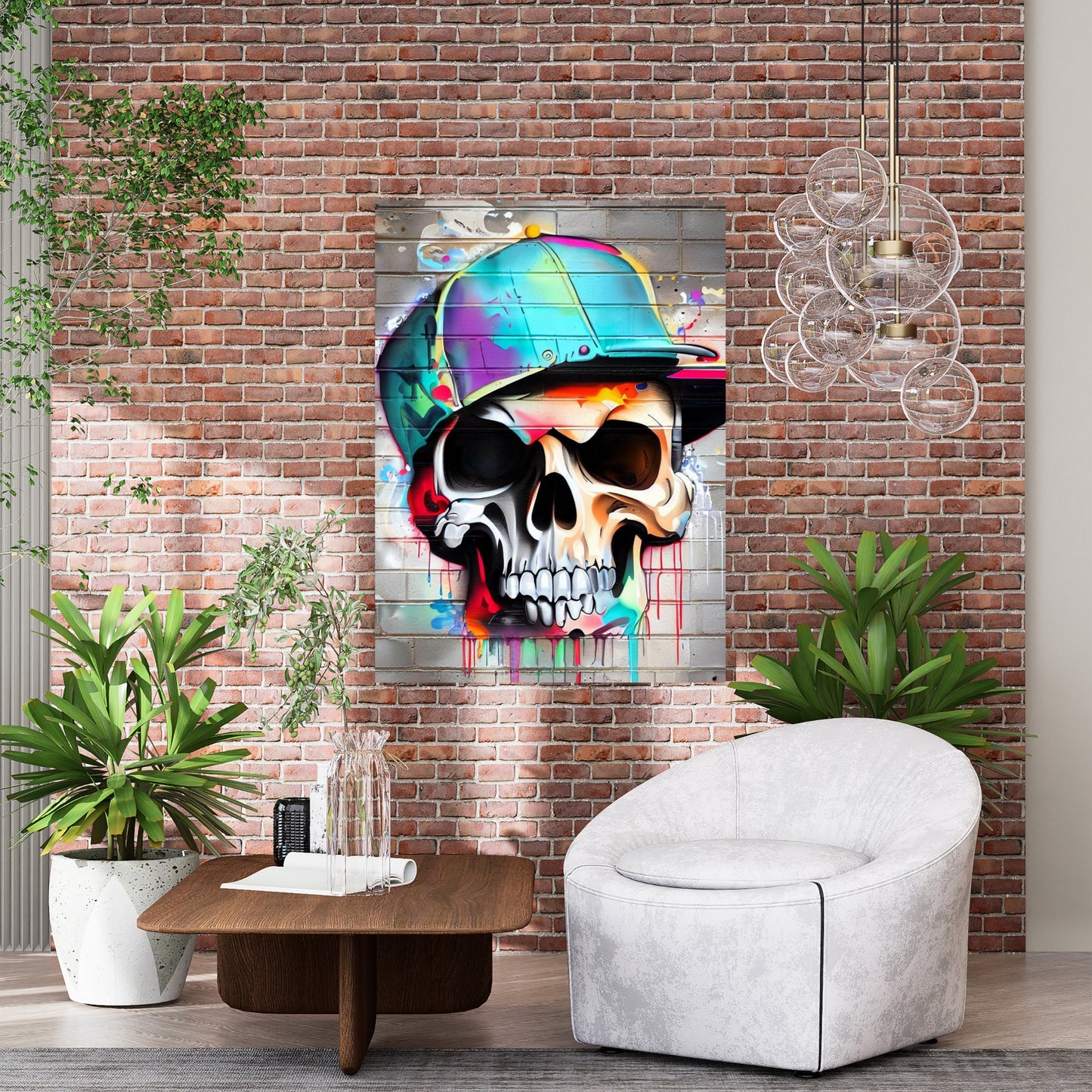 Skull Gangsta Graffiti Wall Art Canvas Print