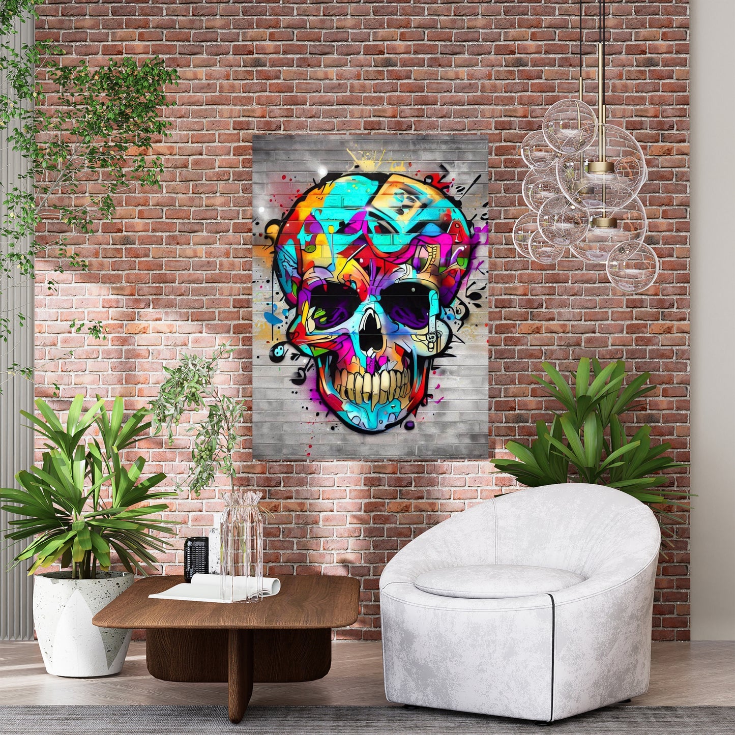 Skull Candy Graffiti Wall Art Canvas Print