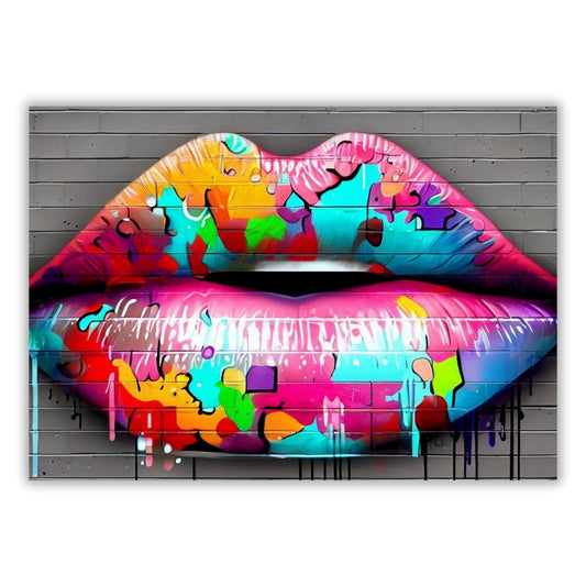 Graffiti Lips Wall Art Canvas Print