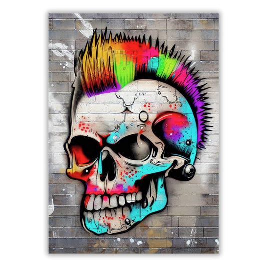 Skelepunk Graffiti Wall Art Canvas Print