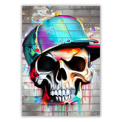 Skull Gangsta Graffiti Wall Art Canvas Print