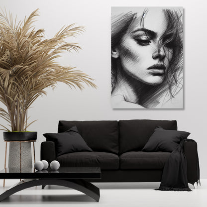 Femme Beauty Sketch Wall Art Canvas Print