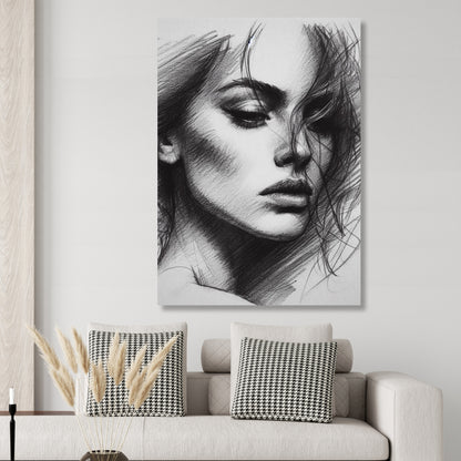 Femme Beauty Sketch Wall Art Canvas Print