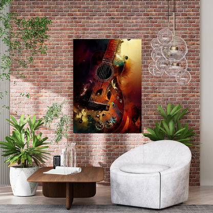 Steampunk Guitar Wall Art Canvas Print