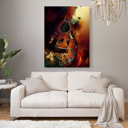 Steampunk Guitar Wall Art Canvas Print