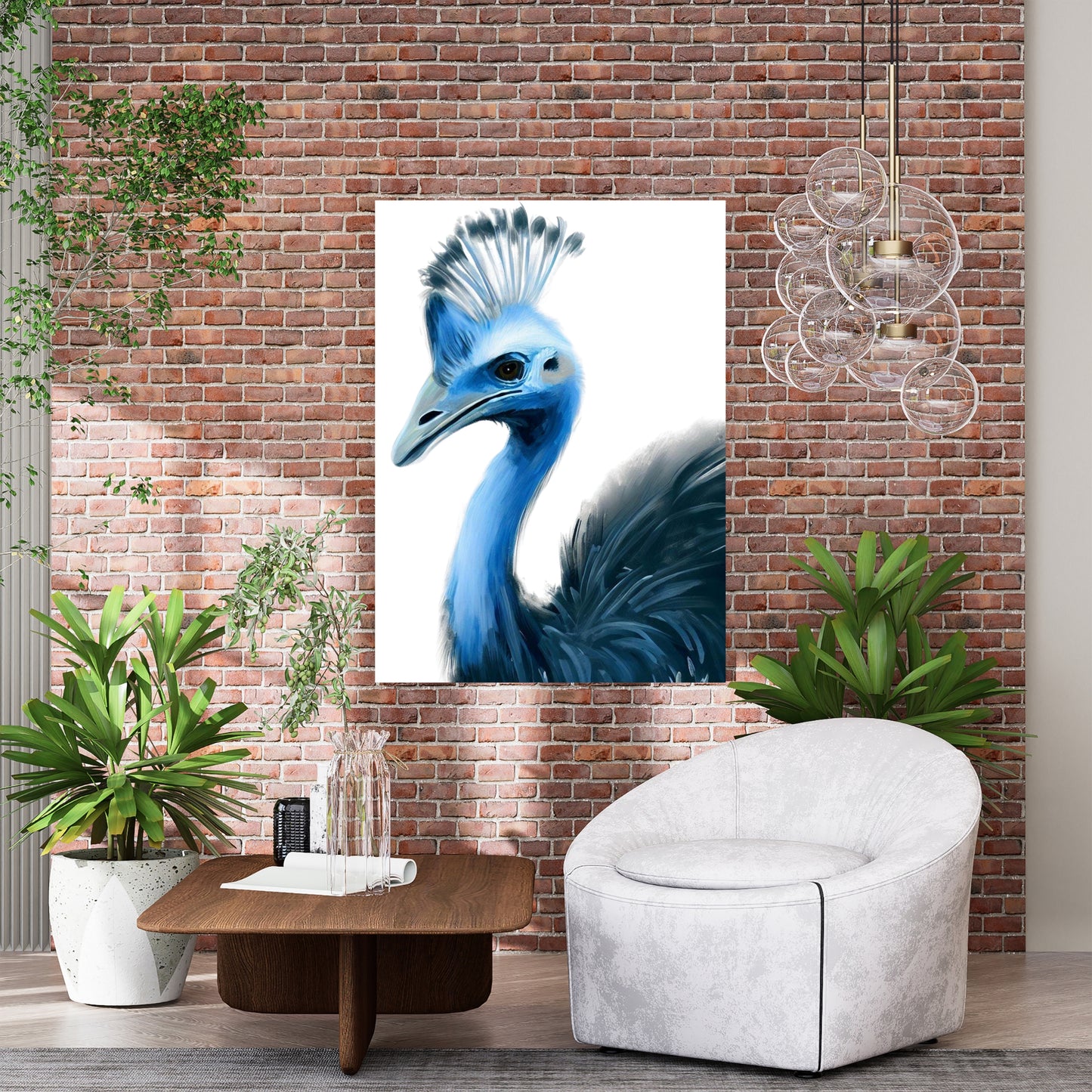 Hamptons Cassowary Wall Art Canvas Print