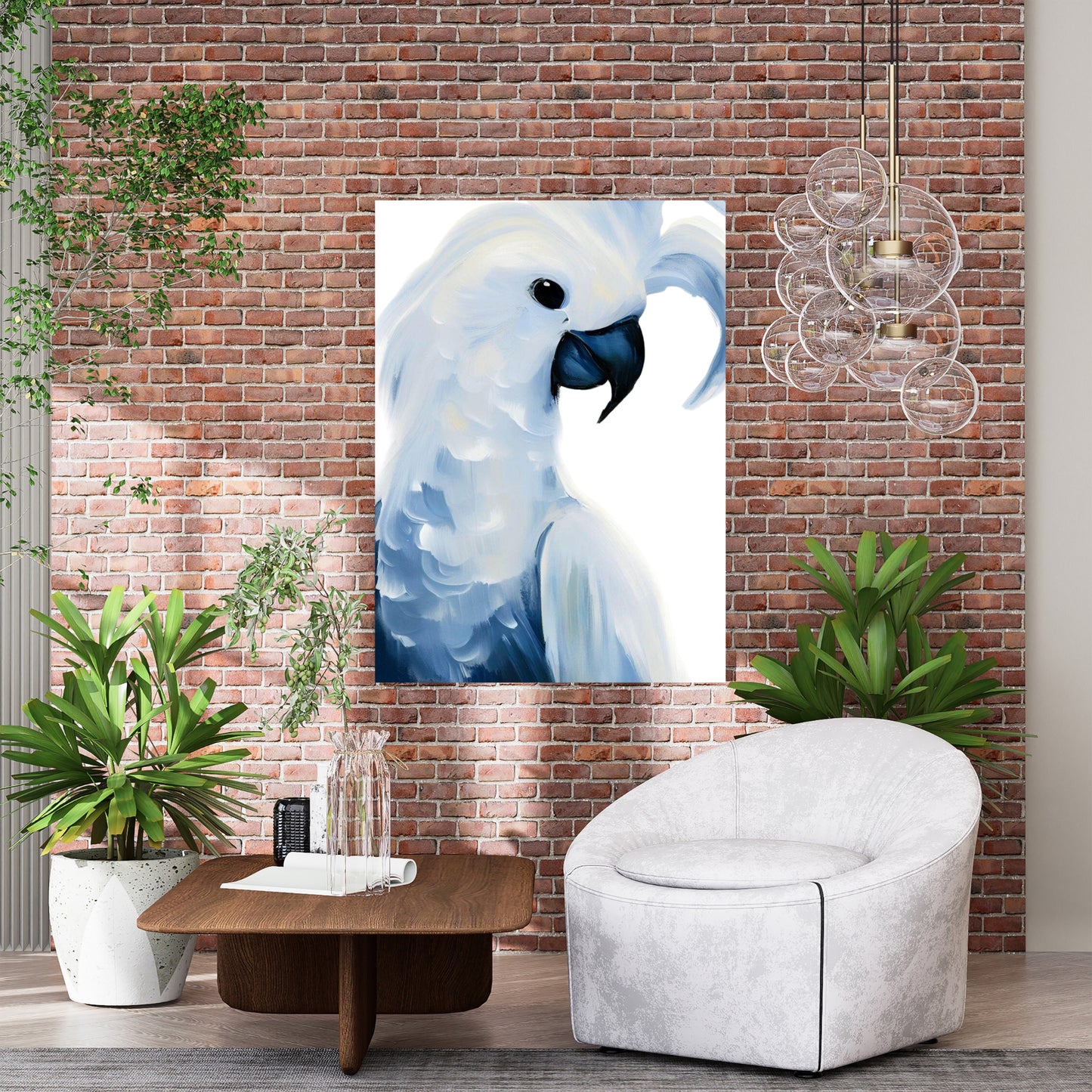 Hamptons Cheeky Cockatoo Wall Art Canvas Print