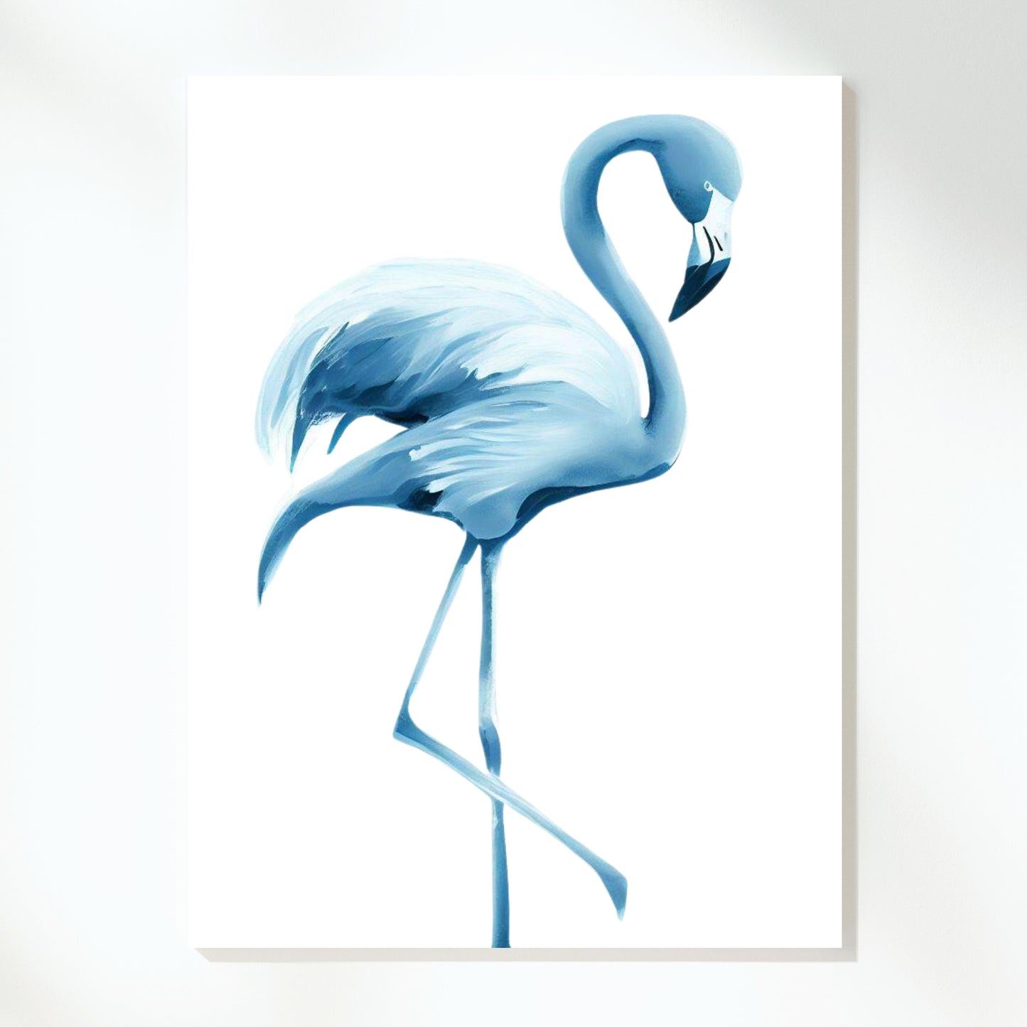 Hamptons Flamingo Blue Wall Art Canvas Print