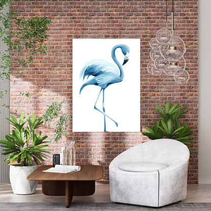 Hamptons Flamingo Blue Wall Art Canvas Print