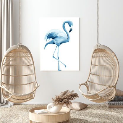 Hamptons Flamingo Blue Wall Art Canvas Print