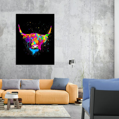 Highland Cow (Midnight) Wall Art Canvas Print