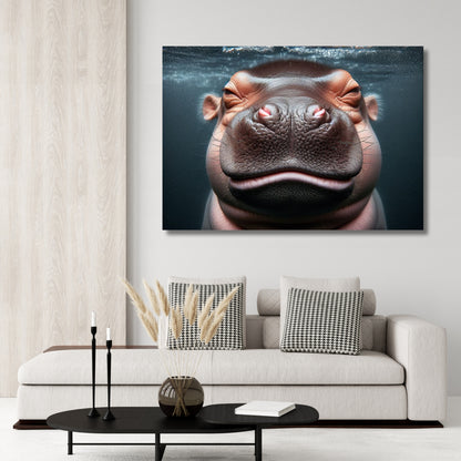 Hippopotamus Animal Kingdom Wall Art Canvas Print